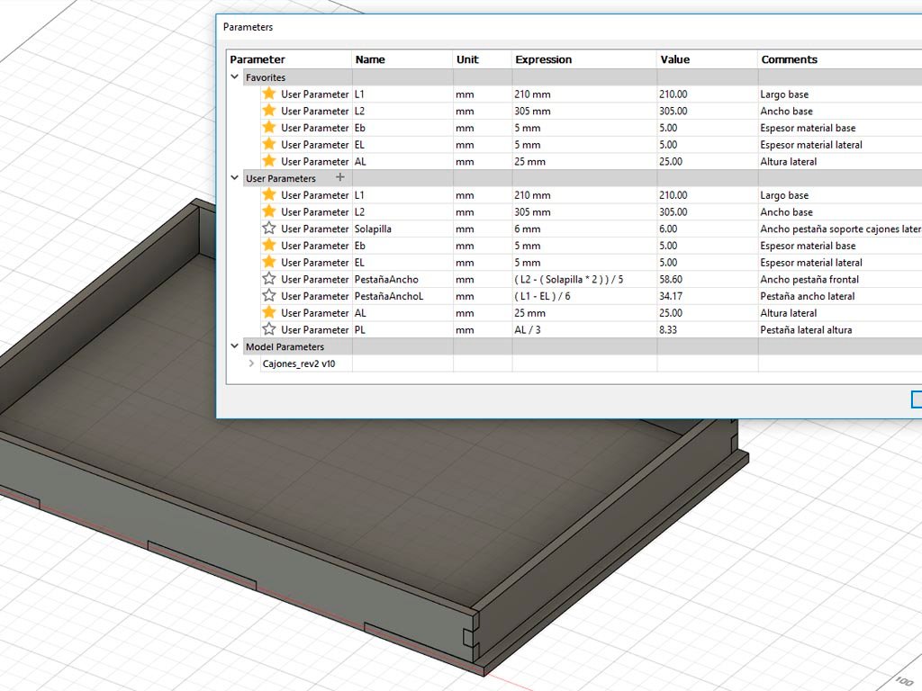 diseño cajones parametrizado