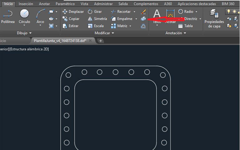 modelo 2d convertido a dxf de fusion360 en autocad